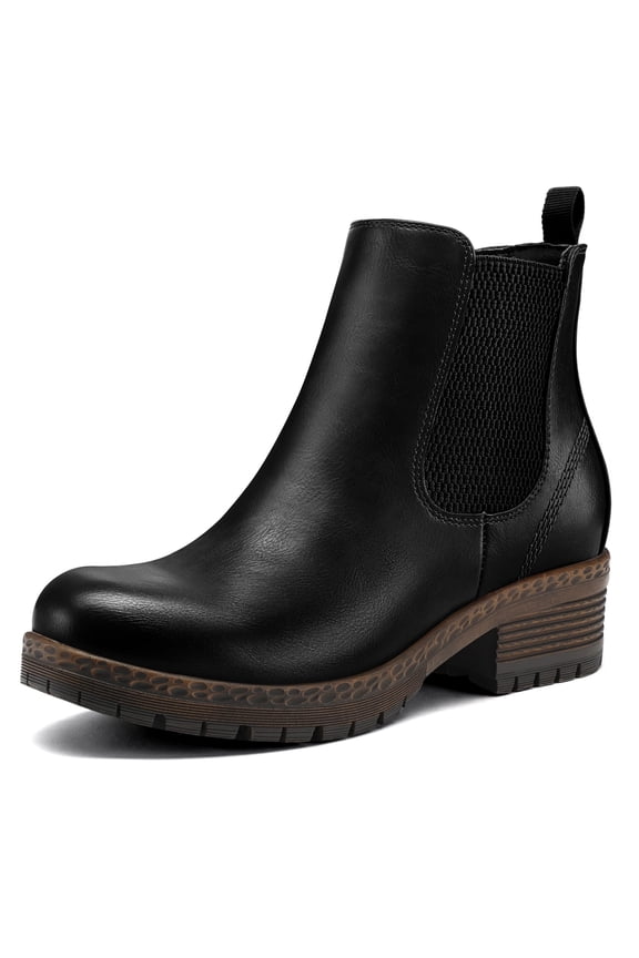 Women's Black Chelsea Boots Chunky Heel Ankle Booties Size 8.5