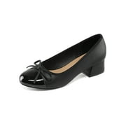 BOCCA Women's Block Heel Pumps Cream PU Bow Tie Ballet Shoes Sizes 10