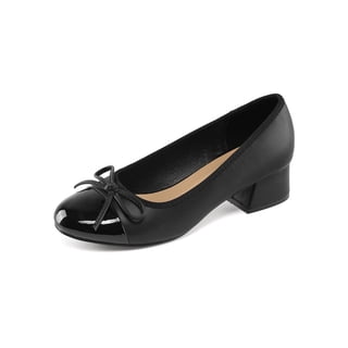 Bocca Women's Block Heel Pumps Cream PU Bow Tie Ballet Shoes Sizes 10