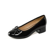 BOCCA Women's Block Heel Pumps Cream PU Bow Tie Ballet Shoes Sizes 10