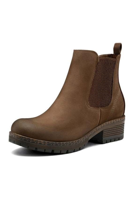 Women's Dark Brown Chelsea Boots Chunky Heel Ankle Booties Size 7.5