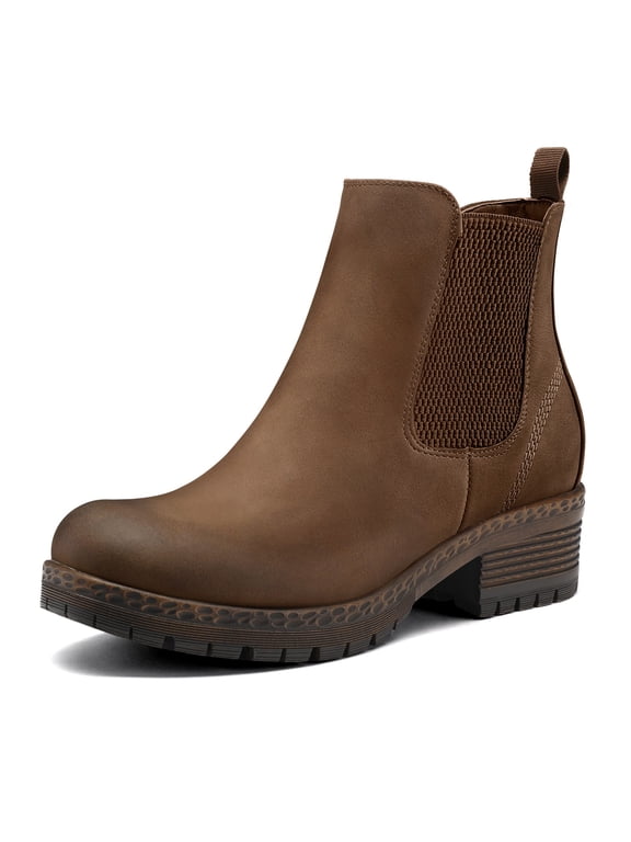 Women's Dark Brown Chelsea Boots Chunky Heel Ankle Booties Size 9