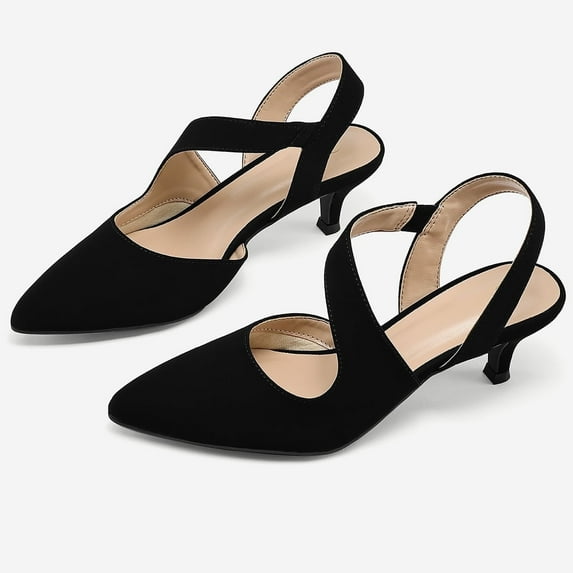 Bocca Women's Heel Pumps Black 2 inch Slingback Dress Shoes 10M