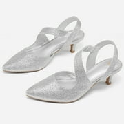 BOCCA Women's Heel Pumps Gold 2 inch Slingback Dress Shoes 9.5M