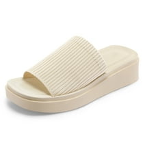 Bocca women Knit Platform Sandals Beige Open Toe 1.8 inch Slide Sandals 8M