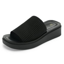 Bocca women Knit Platform Sandals Black Open Toe 1.8 inch Slide Sandals 7M