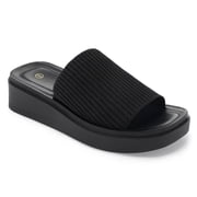 Bocca women Knit Platform Sandals Black Open Toe 1.8 inch Slide Sandals 8M