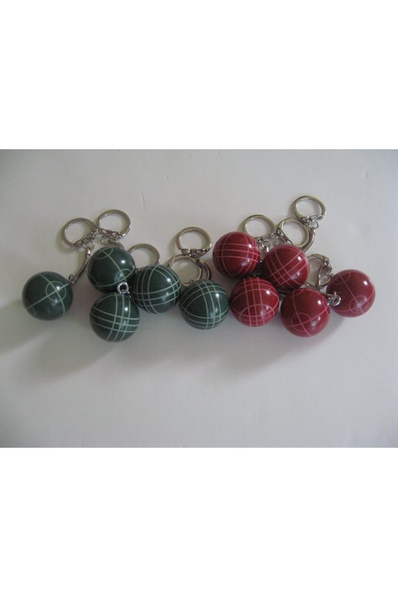 Bocce Ball Keychain - Combo 10 Pack wih 5 Reds and 5 Greens
