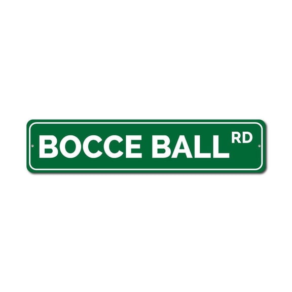 Bocce Ball Rd Street Sign, Custom Bocce Game Lover Sign, Family Party Game Room Man Cave Aluminum Decor - 4x18 inches
