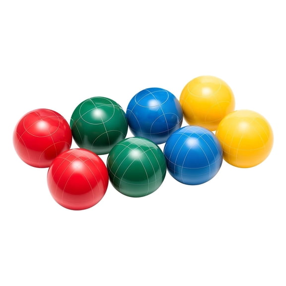 Bocce Ball Set 107mm 8 Resin Balls Pallino Carrying Bag Measuring Rope 4 Colors Red Green Blue Yellow for 2 to 8 Players Beach Lawn Family Backyard Game