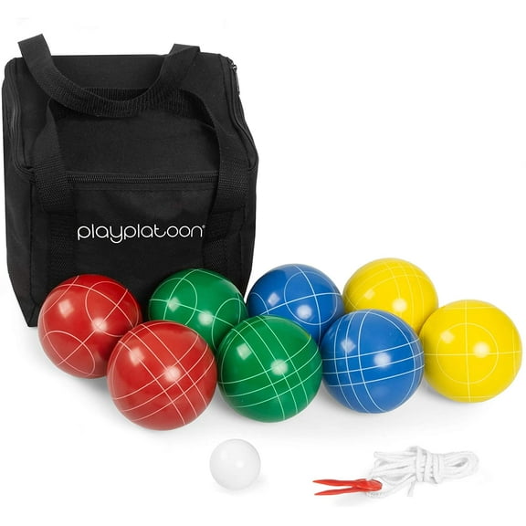 Play Platoon Bocce Ball Set Game with Case - 4 to 8 Player Bocce Balls Set