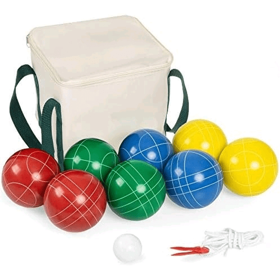 Bocce Ball Set with 8 Premium Resin Multicolor Bocce , Pallino, Carry Bag & Rope$$Sport & Recreation Other