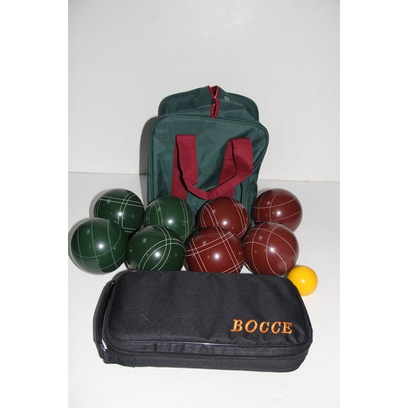 Bocce Package - EPCO 107mm red and Green Bocce Set and 73mm Metal Petanque Set