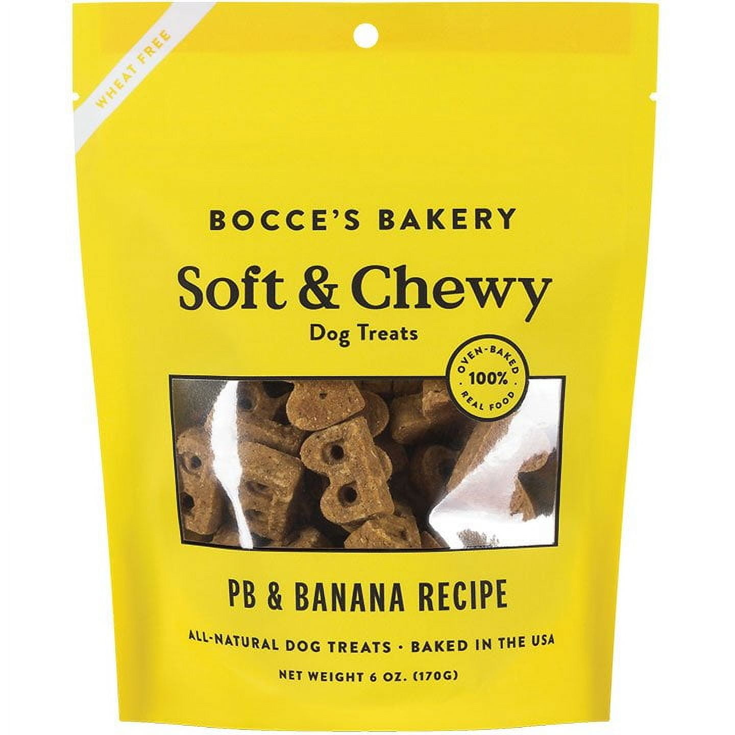 Bocce's Bakery - Basic Soft & Chewy Dog Treats, Wheat-Free PB & Banana Recipe, 6 oz