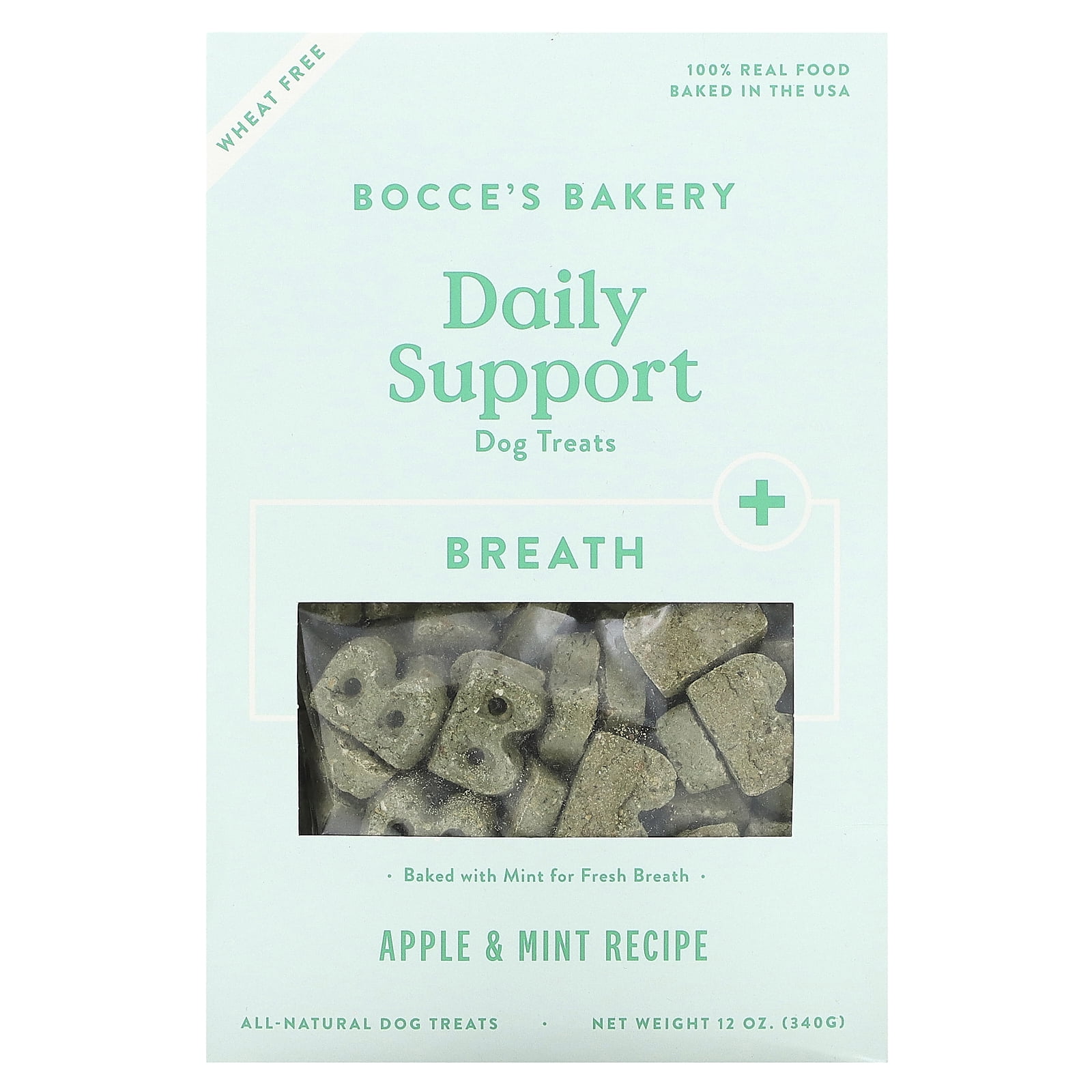 Bocce's Bakery Daily Support Apple & Mint Recipe Functional Breath Biscuit Dog Treats Bocce's Bakery Daily Support Apple & Mint Recipe Functional Breath Biscuit Dog Treats