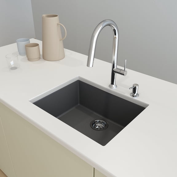 Bocchi 1606-506-0126 Campino Uno 24" Undermount Single Basin Granite Kitchen Sink - Grey