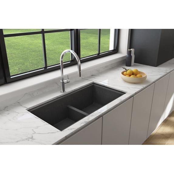 Bocchi 1618-505-0126HP Baveno Lux 33-3/4" Undermount Double Basin Granite Kitchen Sink -