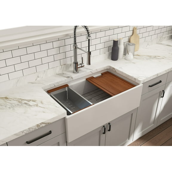 Bocchi White Fireclay 33 Inch Single Bowl Sink