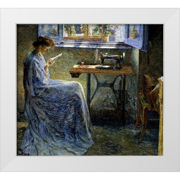 Boccioni, Umberto 13x12 White Modern Wood Framed Museum Art Print Titled - The Romance of One Seamstress