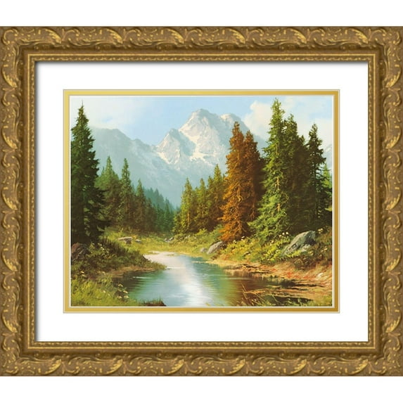 Bochmann, Joh. 24x20 Gold Ornate Wood Framed with Double Matting Museum Art Print Titled - HIGH ABOVE