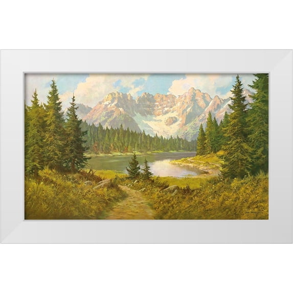 Bochmann, Joh. 32x21 White Modern Wood Framed Museum Art Print Titled - MISURINA LAKE