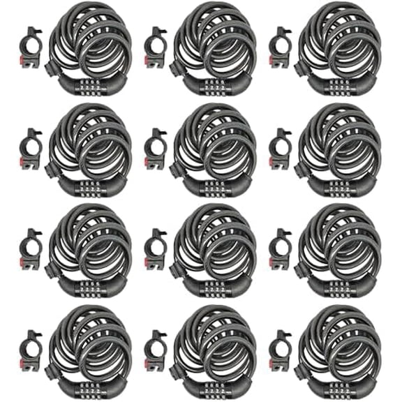 Bocianelli® 12Pcs Pack 6FT Extra Long Cable Combination-Bike-Locks, 4 Digits Retractable Security Lock, 12mm Heavy-Duty Anti-Theft Anti-Rust Cable for Bicycle, Scooter, Gate,Outdoor Equipment, We