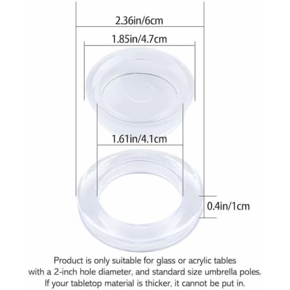 Bocianelli 2 Inch Silicon Patio Table Umbrella Hole Ring for Standard Table Hole, 2 Set Umbrella Hole Ring Plug and Cap Set, Outdoor Patio Umbrella Plug for Patio Table