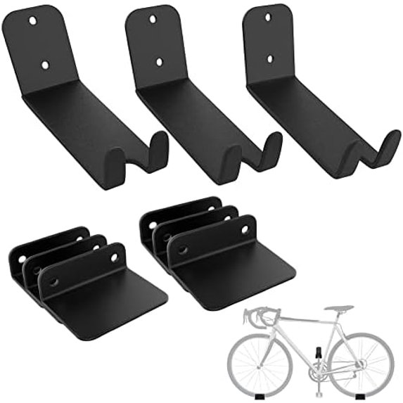 Bocianelli 3 Pack Bike Pedal Hanger Wall Mount, Heavy Duty Horizontal Bike Rack for Garage Wall, Bike Display Stand for Home Holds Up to 70 LBS