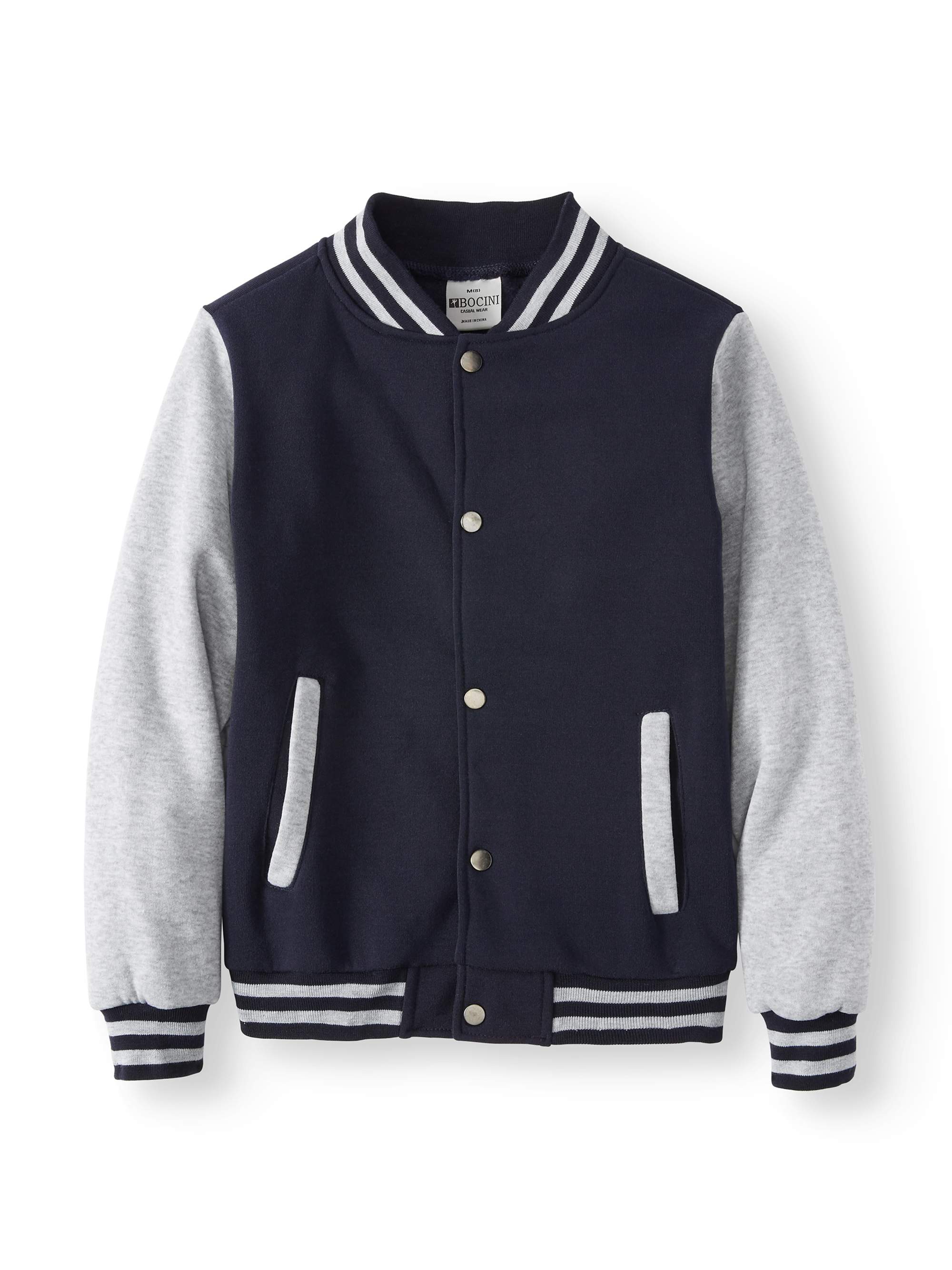 Bocini Boys Unlined Fleece Varsity Jackets, Sizes 6-16 - image 1 of 3