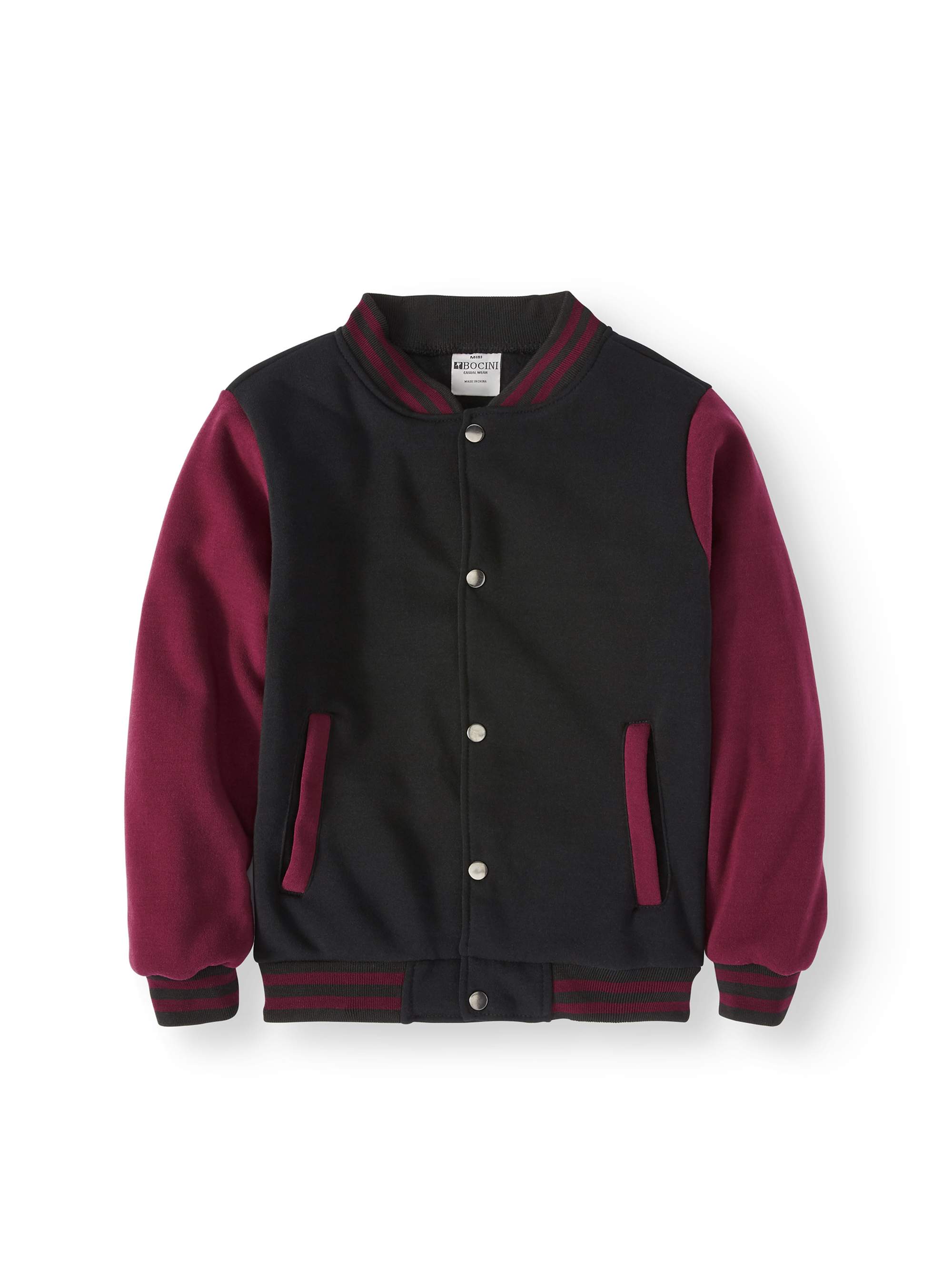 Bocini Boys Unlined Fleece Varsity Jackets, Sizes 6-16 - image 1 of 3