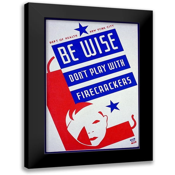 Bock, Vera 11x14 Black Modern Framed Museum Art Print Titled - Be wise do not play with firecrackers