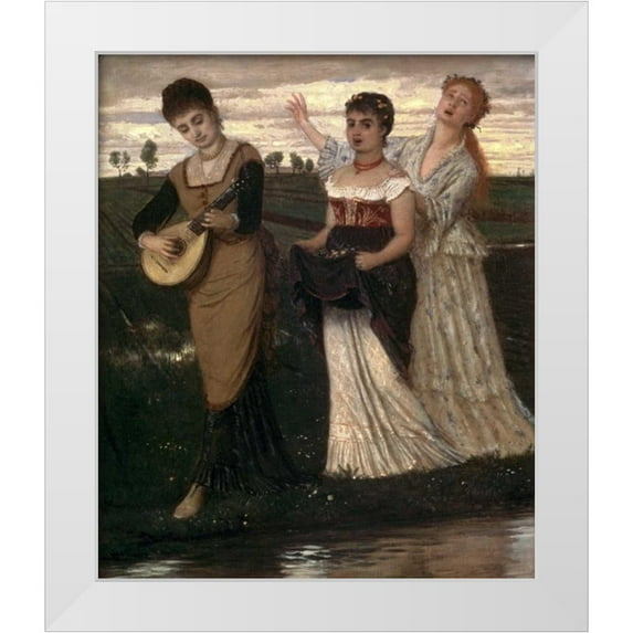Bocklin, Arnold 15x17 White Modern Wood Framed Museum Art Print Titled - Music in the Fields