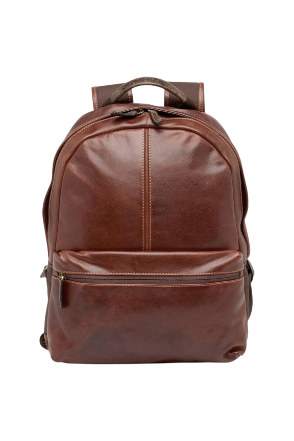 Garth Slim Leather Backpack (Cognac)