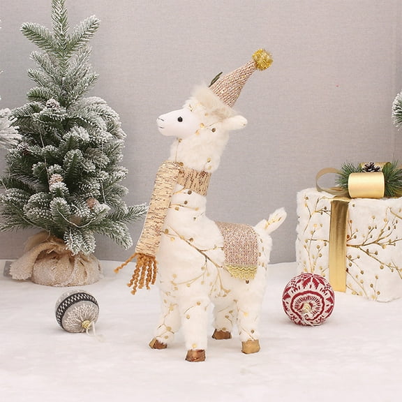 Bocqde Christmas Decorations Christmas Gifts Christmas Llama Decorations Desktop Ornaments Store Window Scene Decoration Holiday Props Dress Up