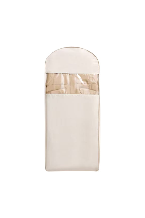 Space Saving Hanging Garment Bag With Self Compression Zipper Space Closet Organizers Cover Clothes Bags For Down Coat Beige Large 2pc