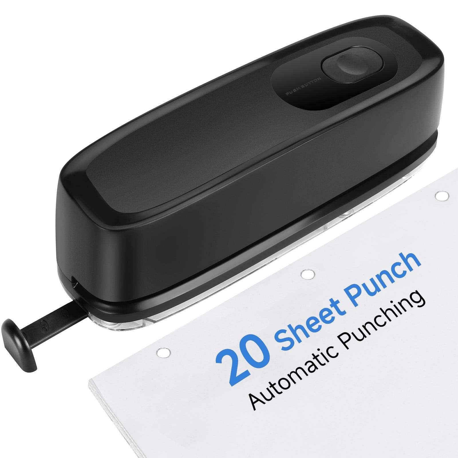 Bocyteopr Electric 3 Hole Punch, Effortless Paper Puncher,20-Sheet Capacity, AC/Battery Powered, 1 Count Included, for Home & Office Use, Black