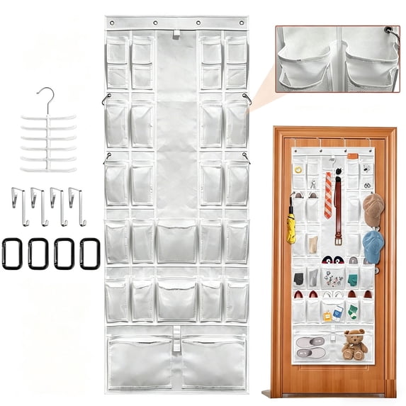 Boczif 52 Pockets Over-the-Door Hanging Shoe Organizers with Accessories Included, White