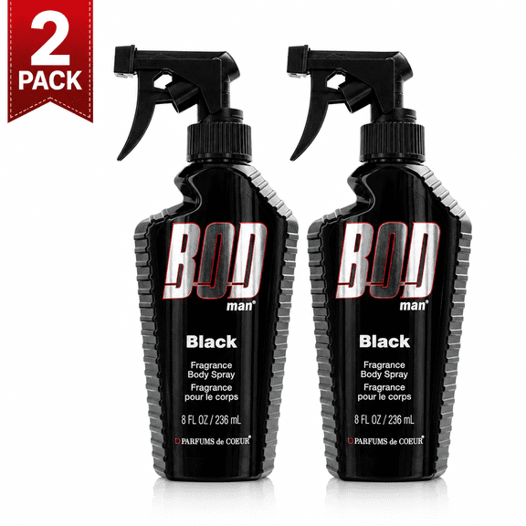Bod Man Black Body Spray for Men 8 Oz (2 Pack)