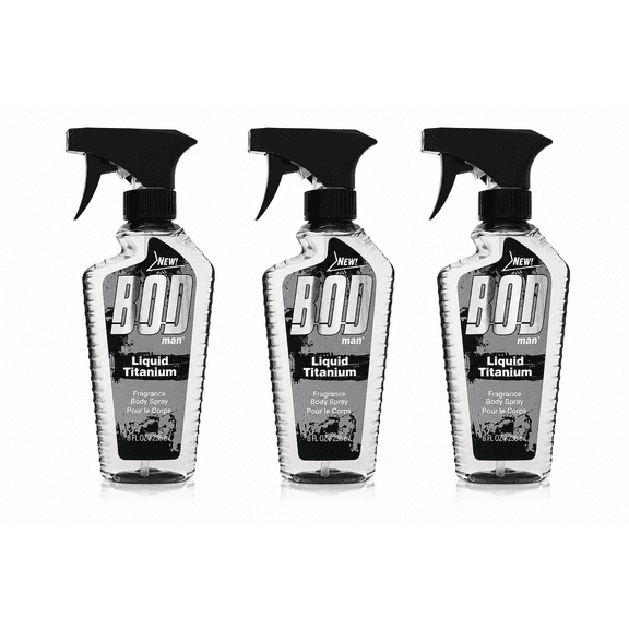 Bod Man Liquid Titanium Body Spray for Men 8 Oz (3 Pack)