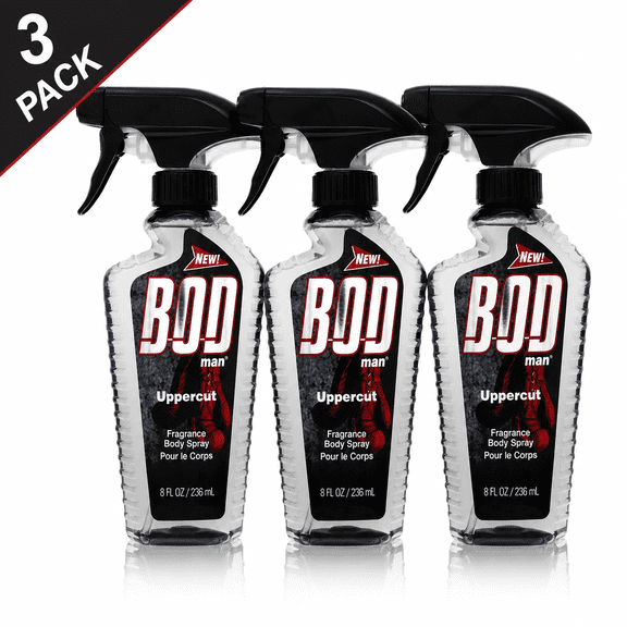 Bod Man Uppercut Body Spray for Men 8 Oz (3 Pack)