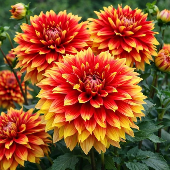 Bodacious Dinnerplate Dahlia Tubers  Giant Red & Yellow Bi-Color Blooms  810 Inch Summer Flowers for Garden & Cut Arrangements (5 Bulbs)