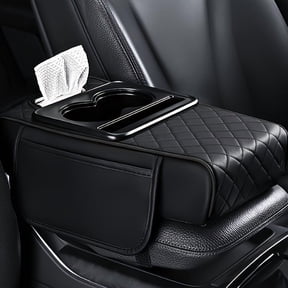 Bodaon,GM armrest box cover, center console mat with 2 side pockets, 2 cup holders, tissue slotPU leather