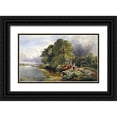 thumbnail image 1 of Boddington, Henry John 14x10 Black Ornate Wood Framed with Double Matting Museum Art Print Titled - On The Thames, 1 of 4