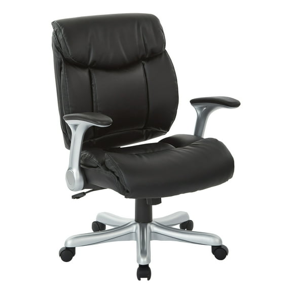 Boded Leather Office Chair in Silver and Black