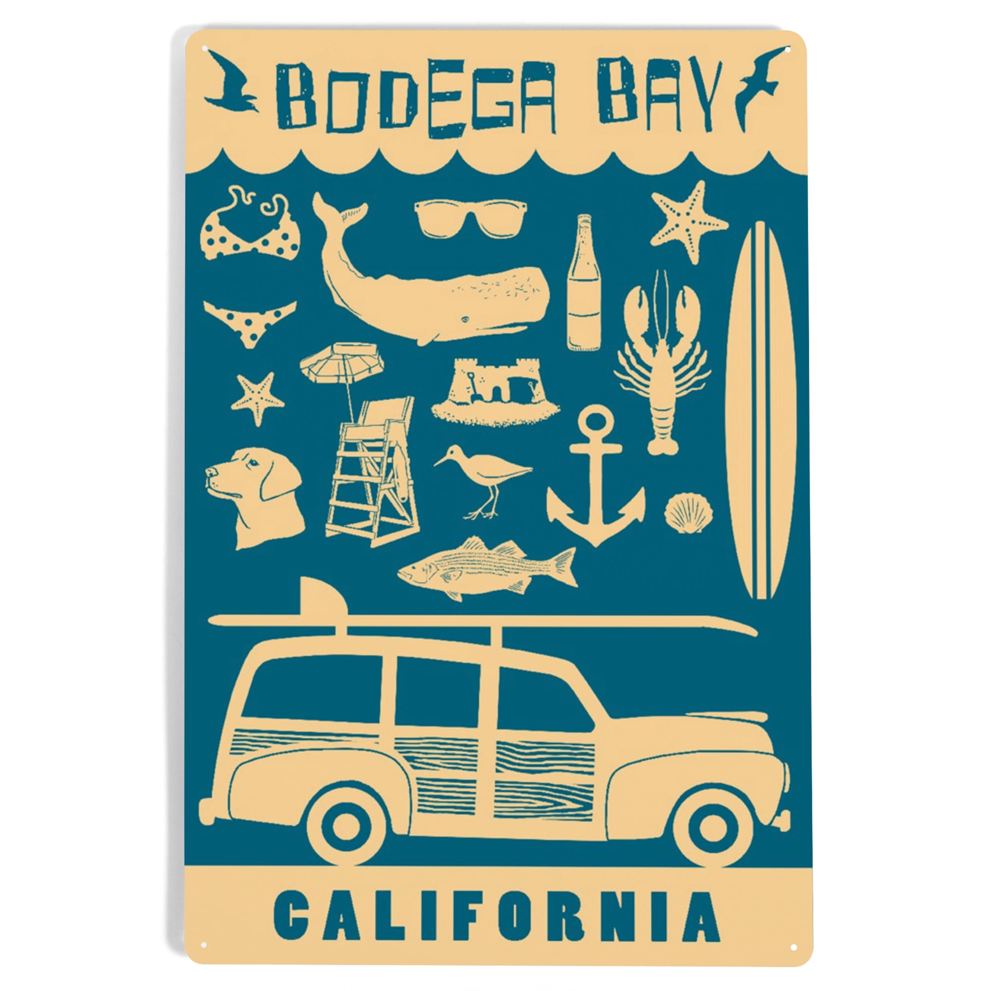 Bodega Bay, California, Coastal Icons (12x18 Aluminum Art, Indoor ...