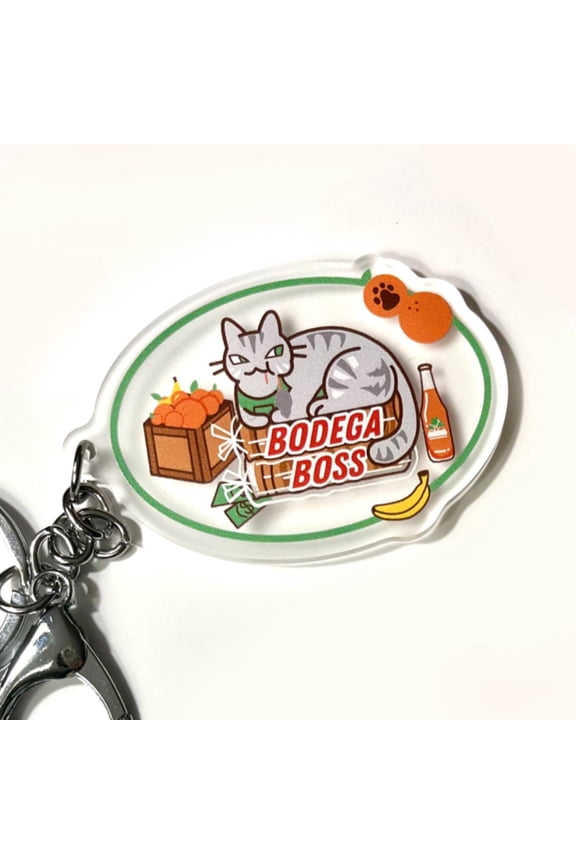 Bodega Cat Frosted Acrylic Keychain Cute City Kitty Bag Charm