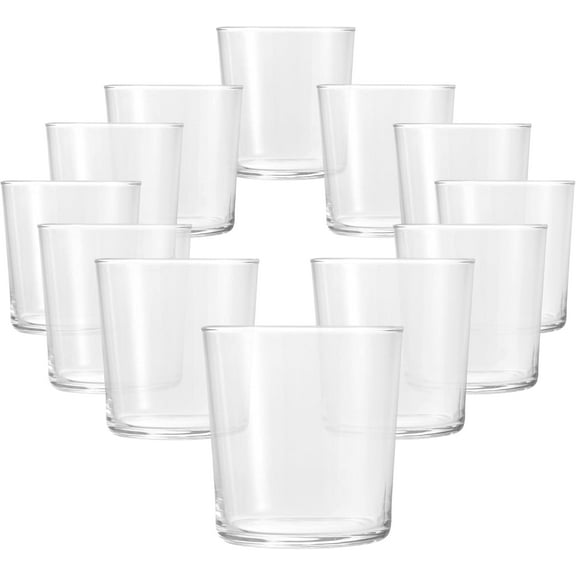 Bodega Collection Glassware Set Of 12 Medium 12 Ounce Drinking Glasses For Water, Beverages & Cocktails 12oz Clear Tempered Glass Tumblers