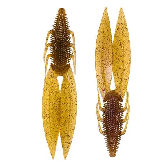 6th Sense – Bodega – Soft Plastic Creature Bait – Bass Fishing – Twin Ridge Tail Action – Made in The USA ( Green Pumpkin Pro,4.8" (6/pk))