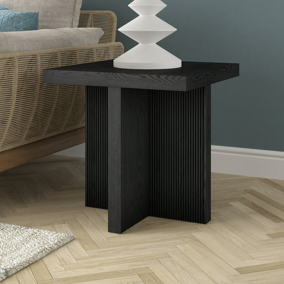 Boden 22" Wide Square Side Table in Black Grain