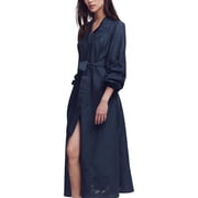 Boden womens Mae Linen-Blend Shirt Dress, UK 14/US 10, Navy